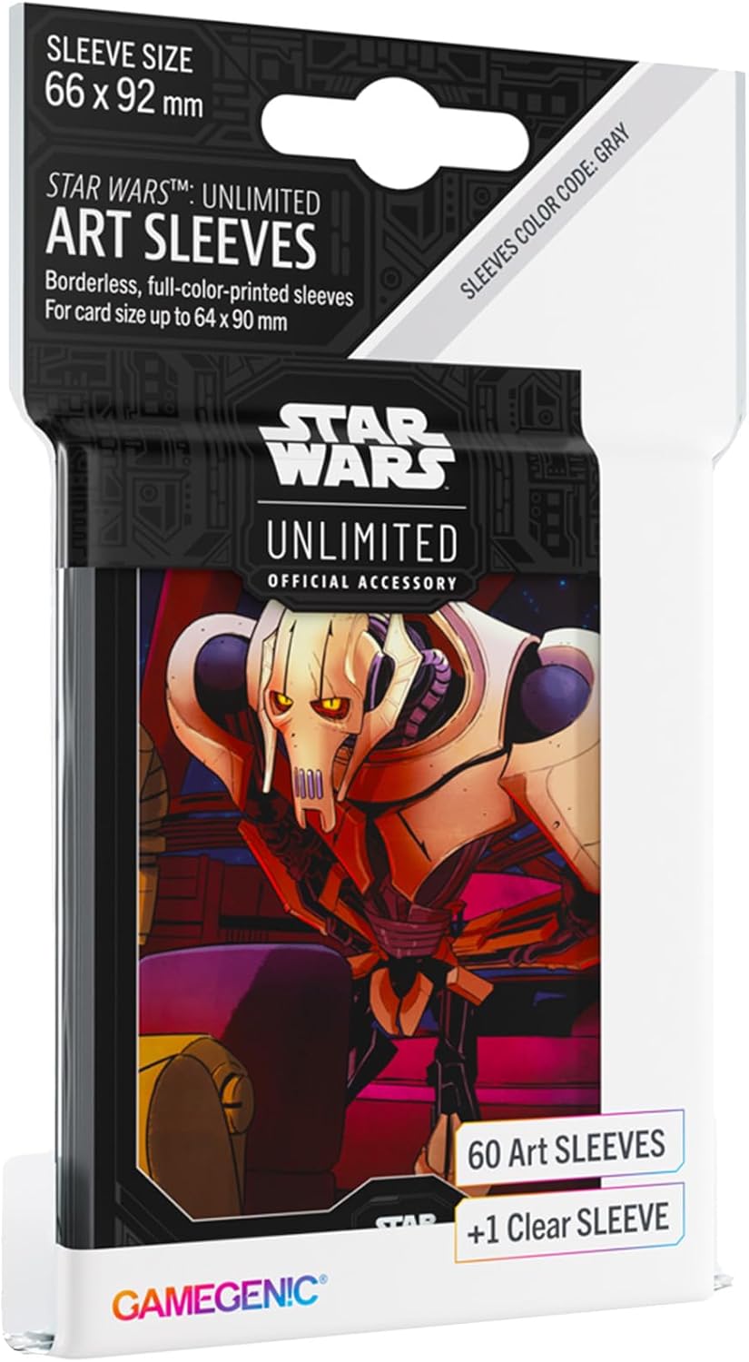 Star Wars Unlimited General Grievous Art Sleeves - Officially Licensed Pack of 60 Art Sleeves and 1 Clear Sleeve, Optimized Size for Star Wars Unlimited and Other TCG and LCG Games, Made by Gamegenic