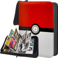 Trading Card Binder 4 Pockets, Collection Card Album Sleeves for Baseball Yugioh MTG Cards, Collectable Sports Card Binder Storage Protection, 50 Pages Put up to 400 Cards (Red)