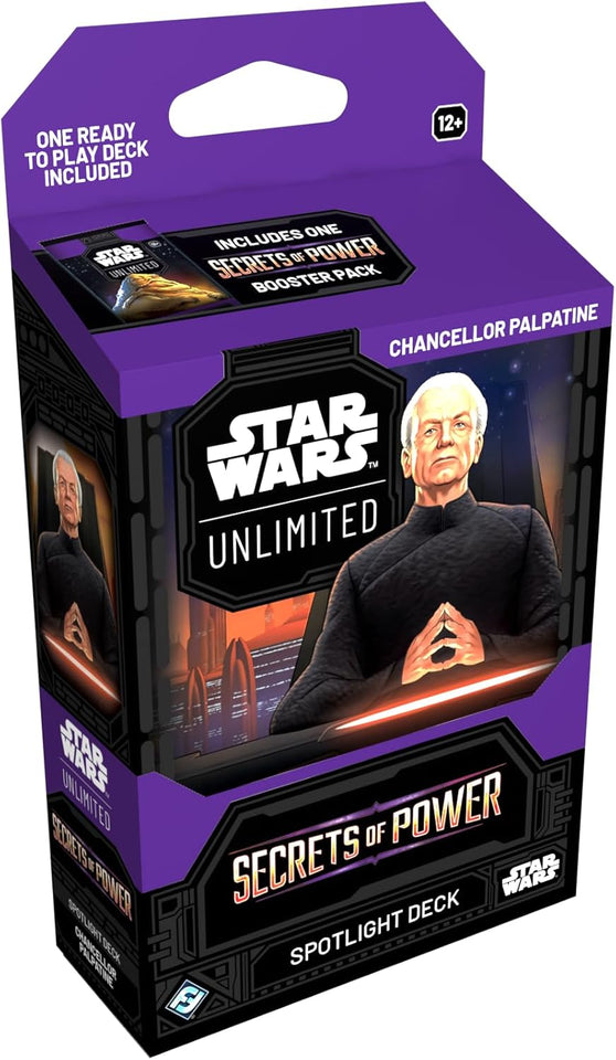 Asmodee Star Wars: Unlimited TCG Secrets of Power Chancellor Palpatine Spotlight Deck - Pre-Built 50-Card Ready-to-Play Deck with Booster Pack, Ages 12+, 2+ Players, 20 Minute Playtime