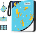 Trading Card Binder 4 Pocket,400 Pocket Card Collection Binder with 50 Removable Sleeves,PU Waterproof Top Card Book,3-Ring Zipper Collectible Trading Card Album for MTG/TCG/Card Holder Gift(Blue)